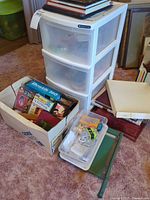 Full lot with storage unit, paper cutter, scrapbooking and calligraphy items