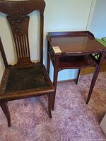 Chair and table side-by-side front view