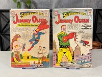 Front covers of both comic books in bags on stands