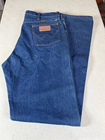 Full view folded jeans showing color and fabric condition
