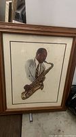 Jazz musician print in wood frame