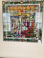 full view of framed silk scarf artwork