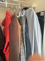 Row of assorted coats showing colours and textures