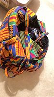 Large multicolor kente-print canvas duffel