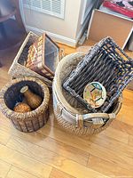 Group shot of all baskets stacked together showing variety and condition