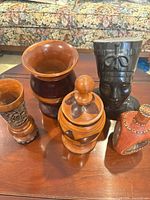 Group view showing all five decorative pieces together