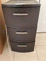 Full view of cabinet showing three drawers and overall condition
