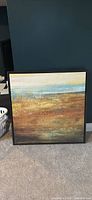 Front view of framed abstract landscape canvas artwork