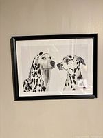 Full view of framed Dalmatian wall art showing image, frame style and condition