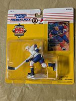 Front view of sealed Brendan Shanahan Starting Lineup figure and Fleer card