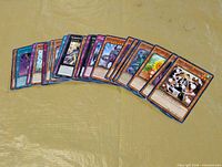 All 30 Yu-Gi-Oh! cards fanned out face up