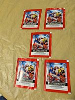 Front view showing all five sealed packs