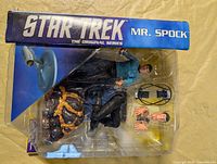 Front view of sealed Star Trek Mr. Spock figure blister package