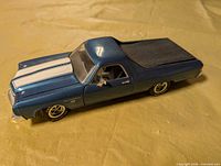 Side and top view of blue 1:18 scale El Camino model