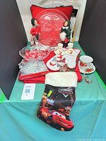 overview of all Christmas items arranged on table