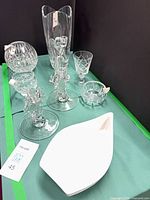 Group shot of all clear glass and white ceramic items
