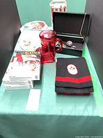 Group shot of all items arranged on table