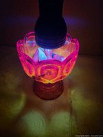 Candy dish under UV light showing orange glow