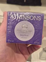 Front view of sealed purple Atkinsons Tulipe Noire body cream box showing size 30 ml / 1.0 fl oz