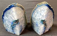 Front view of both agate geode bookend faces