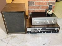 Front view left speaker, receiver, deck, microphone showing overall condition