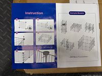 instruction sheet showing panel assembly steps and sample playpen configurations