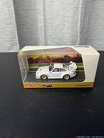 Front of boxed Schuco Porsche 911 GT2 model car