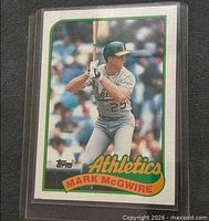Front of 1989 Topps Mark McGwire #70 card in sleeve