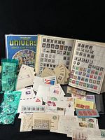Overall lot with both albums, loose stamp bags, covers and postcards