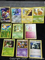 All ten Pokémon cards laid out showing fronts