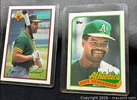 Front view of both Dave Henderson cards showing player images and logos