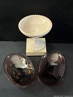Compote and two oval dishes group view