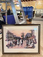 Full view of framed print with frame and mat visible