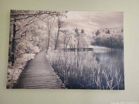 Full view of the sepia landscape canvas print on wall