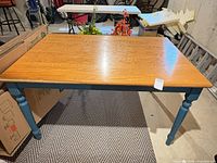 Full view of table showing top and legs