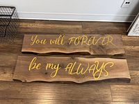 Both live edge planks with full quote visible