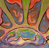 front of painting showing full composition and colours