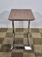 Full top view of table showing wood veneer surface