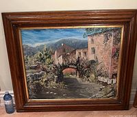 Front view showing full framed painting and scale