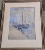 Full view of framed watercolor painting