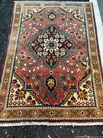 Full view of entire rug showing design and dimensions context