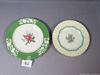 Both plates front view showing patterns, colors, and condition