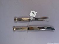 Full view of carving knife and fork set