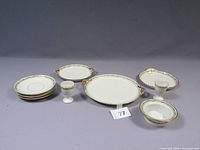 All ten Haviland Limoges Rose Garland pieces grouped