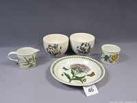 All five Portmeirion Botanic Garden pieces front view