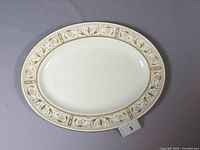 Top view of oval platter showing gold rim decoration