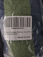 Packaged hammock showing label with brand and color