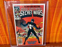 Front view of Secret Wars #8 comic in top loader
