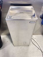 Full view of Elkay freestanding stainless steel water cooler