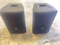 Both JBL PRX710 speakers front view